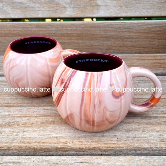 🎃2 NWT🎃Starbucks 2025 Fall Halloween Orange Cream Marbled Pumpkin Ceramic Mugs